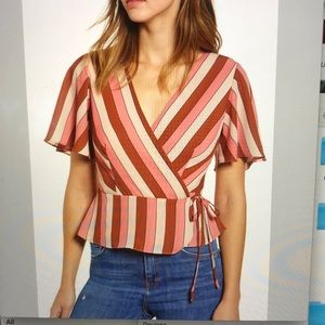 NWT Striped wrap blouse
